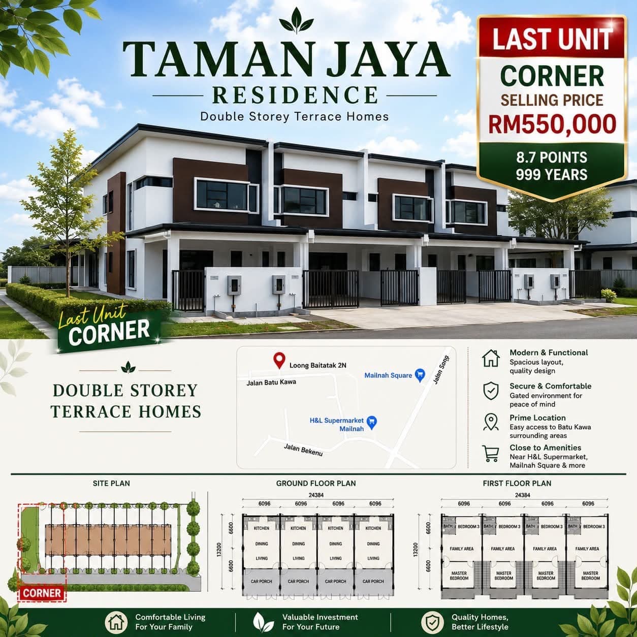 Taman Jaya Residence Double Storey Corner (Last Unit)